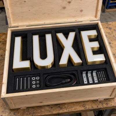 Luxury Back and Front Lit Sign Wooden Box