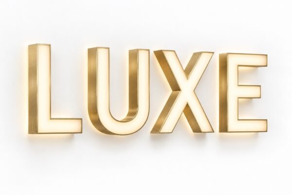 Luxury brushed gold front and back lit logo letters, Dubai