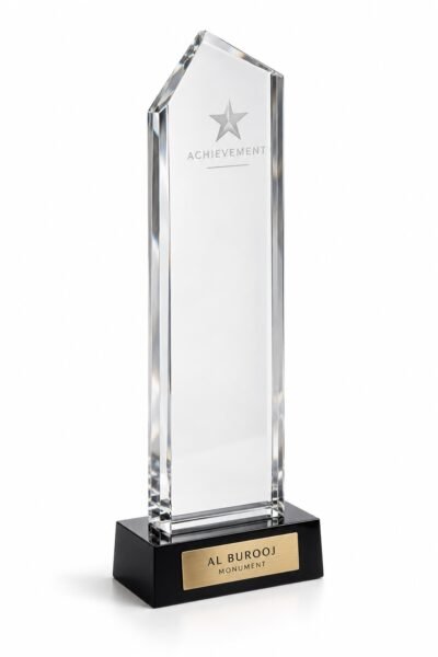 Monument Crystal Trophy, custom crystal award made in Dubai