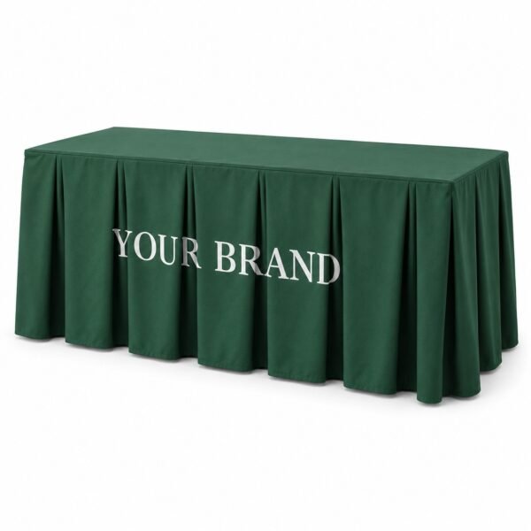 Multi Pleat Table Cover printed with logo in Dubai