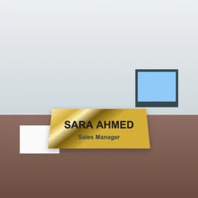 Metal desk name plate