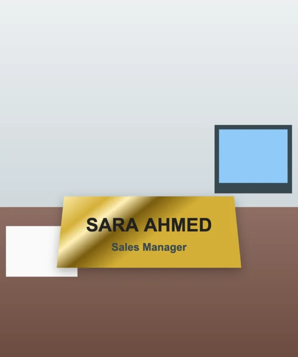 Metal desk name plate
