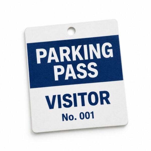 Custom car parking permit hanger tag 7 x 8 cm printed in Dubai