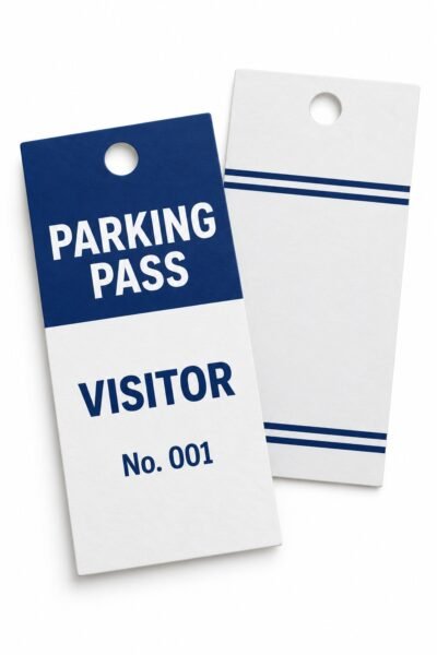 Custom car parking permit hanger tag 9 x 18 cm printed in Dubai
