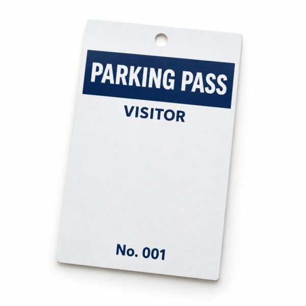 Custom car parking permit hanger tag 8 x 13 cm printed in Dubai