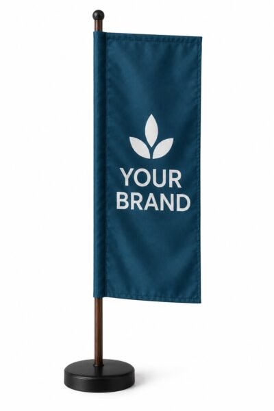 Custom mini desk flag with stick and stand, Dubai