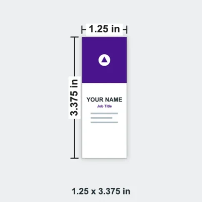 Velvet Business Card size 1.25 x 3.375 in