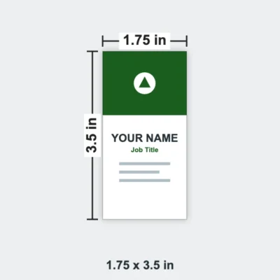 Custom Shaped Business Card size 1.75 x 3.5 in
