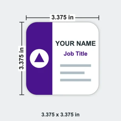 Square Rounded Corner Business Card size 3.375 x 3.375 in