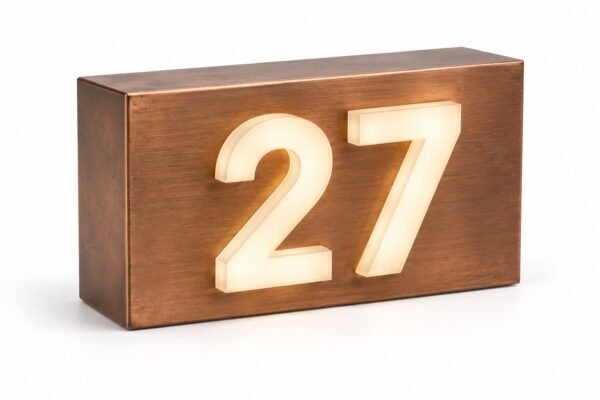 Push thru lightbox house number with raised acrylic numbers, Dubai