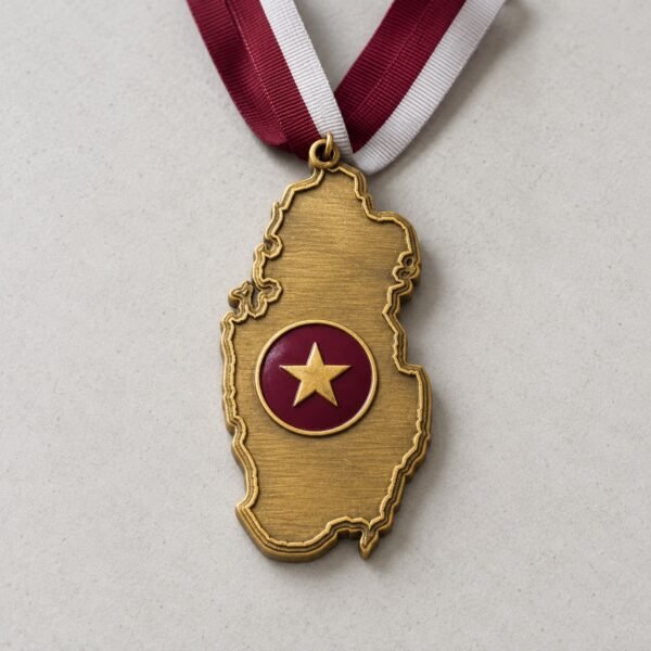 Custom Qatar shaped medal made in Dubai