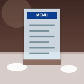 Acrylic Menu with Wood Base