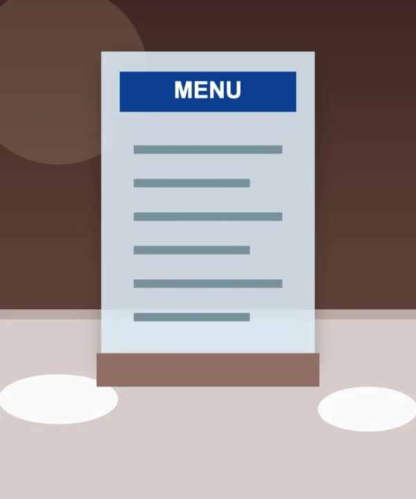 Acrylic Menu with Wood Base