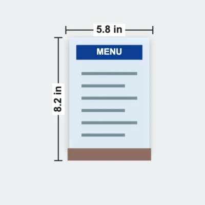 Acrylic Menu with Wood Base 5.8 x 8.2 in