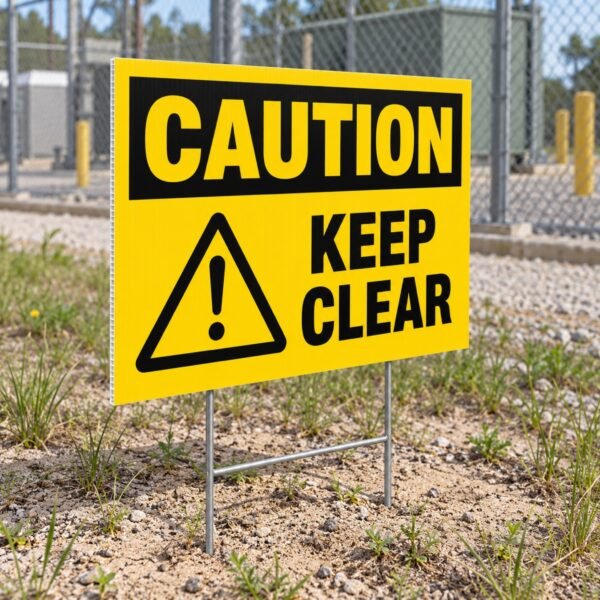 Safety Yard Sign caution board on wire stake