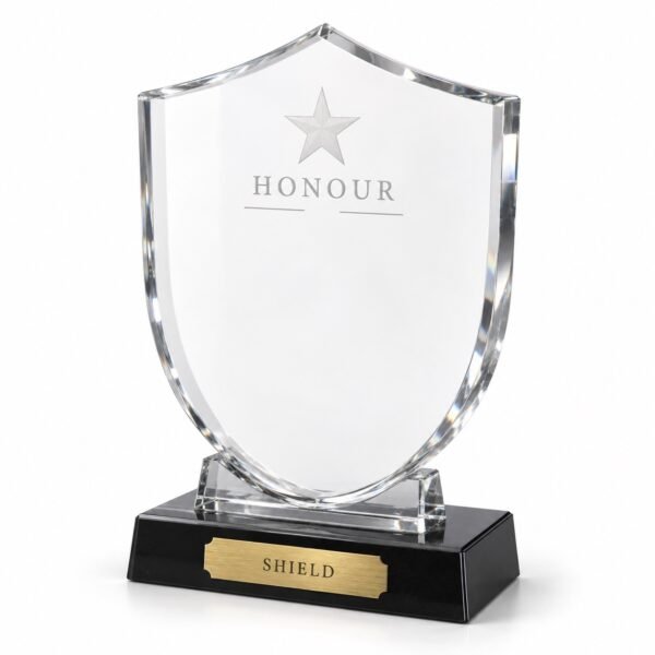 Shield Crystal Trophy, custom crystal award made in Dubai