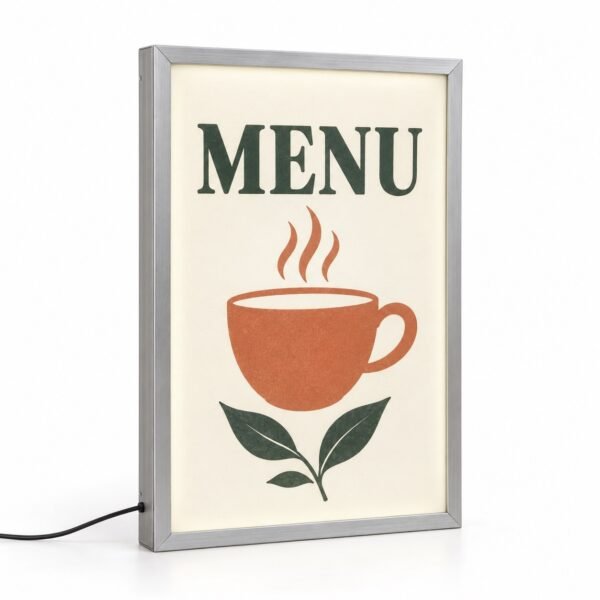 Silver aluminium frame LED menu light box, Dubai