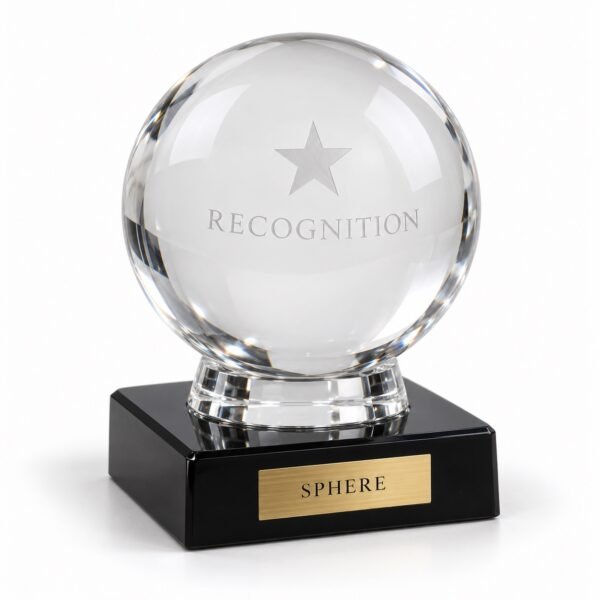 Sphere Crystal Trophy, custom crystal award made in Dubai