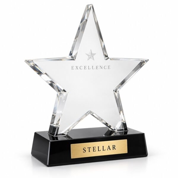 Stellar Crystal Trophy, custom crystal award made in Dubai