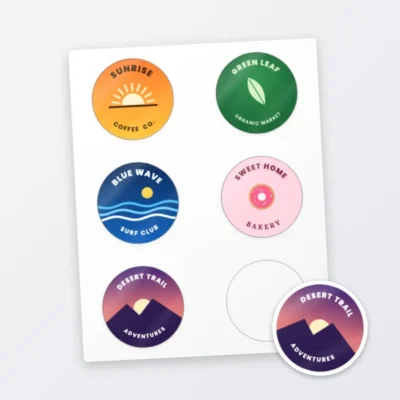 Sheet of coated art paper stickers