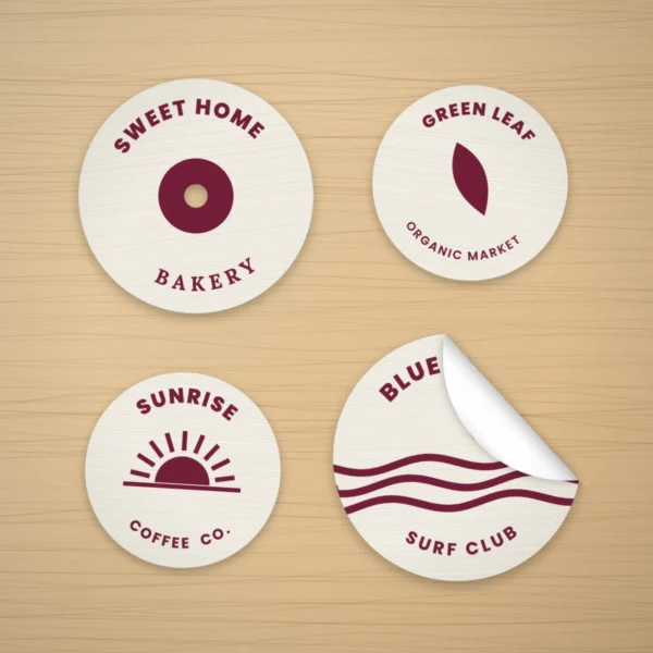 Crepe paper stickers on a wooden desk