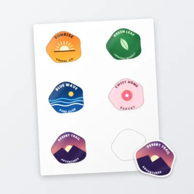 Sheet of custom shape stickers