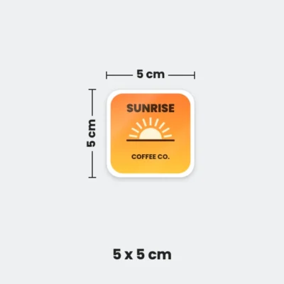 5 x 5 cm front adhesive sticker