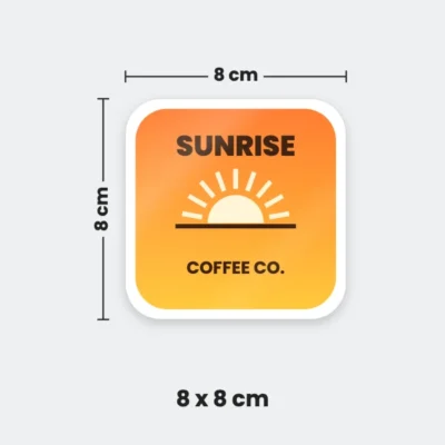 8 x 8 cm front adhesive sticker