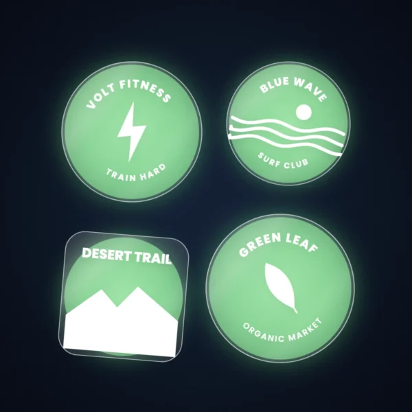 Glow in the dark stickers glowing green in the dark