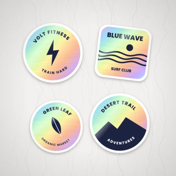Holographic stickers with a rainbow shine