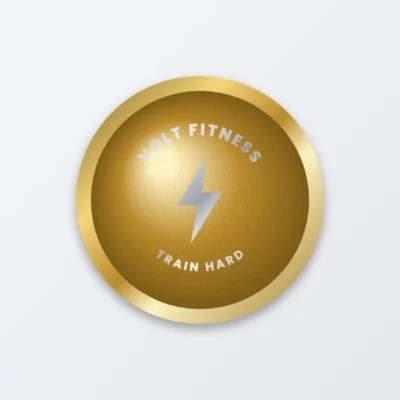 Die struck metal badge sticker