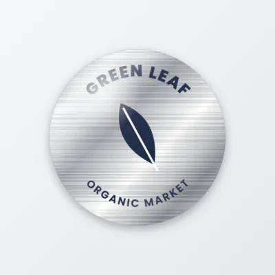 Glossy metallic silver sticker