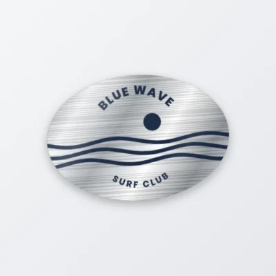 metallic silver oval sticker