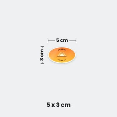 5 x 3 cm oval sticker