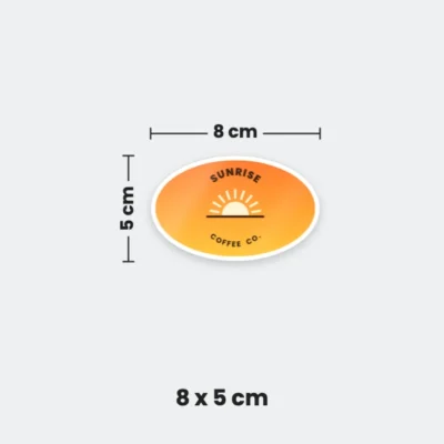 8 x 5 cm oval sticker