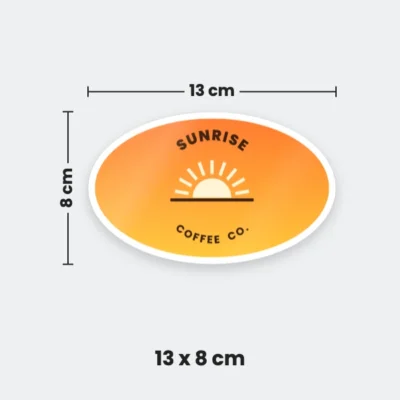 13 x 8 cm oval sticker