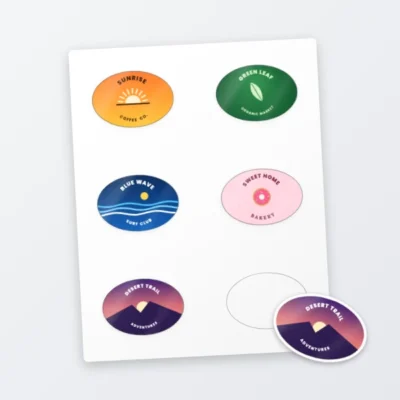 Sheet of oval stickers