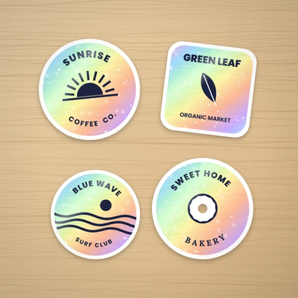 Snowflakes hologram stickers with a sparkling pattern