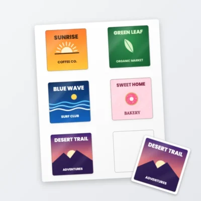 Sheet of square stickers