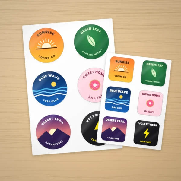 Custom sticker sheets with several stickers on each sheet