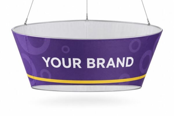 Tapered Circle Hanging Sign for exhibition stands, Dubai