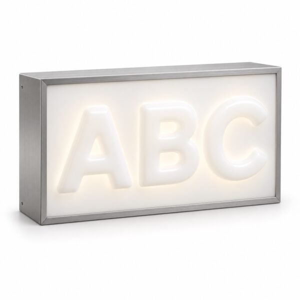 Vacuum formed light box sign with raised letters, Dubai